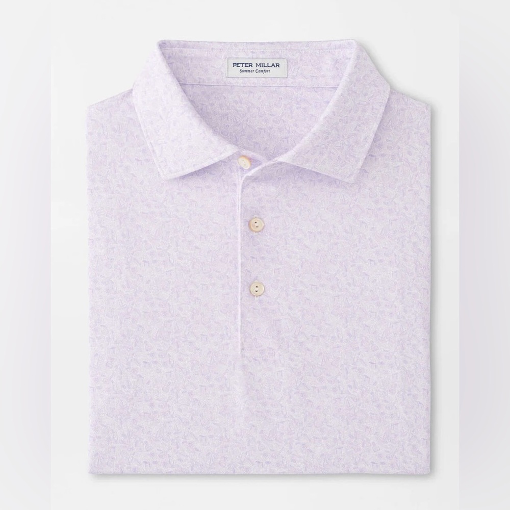 Peter Millar White Getaway Performance Jersey Geo Print Vacation Golf